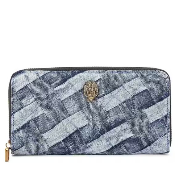 Kurt Geiger London Kensington Woven Denim Zip Around Wallet NWT - Picture 1 of 4